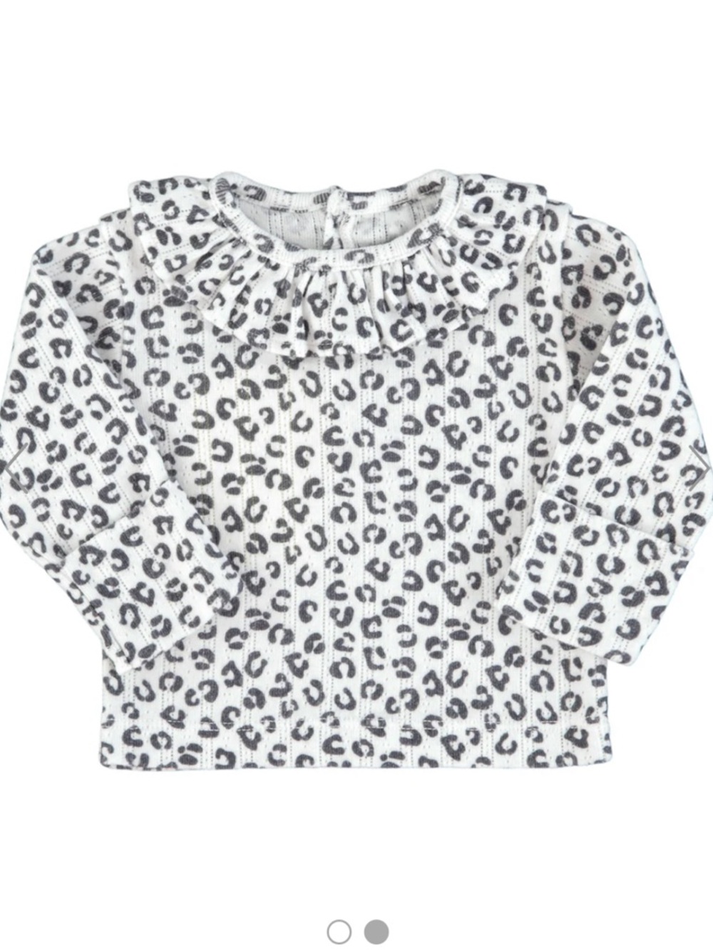 Piupiuchick Newborn Girls' Organic Ruffle Shirt/ Leggings Ecru Leopard Print - Picture 2 of 10